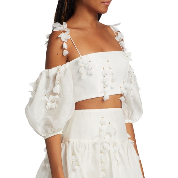 Flower Linen-Silk Crop Top - Picture 4 of 11